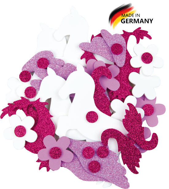 Moosgummisortiment Pegasus pink, mit Blumen