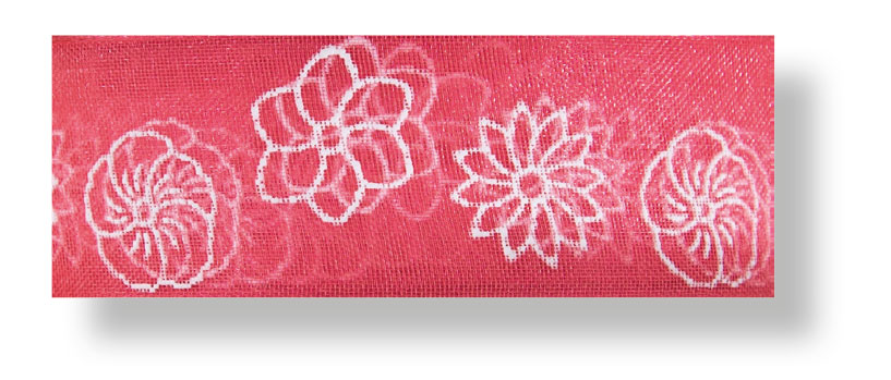 Drahtchiffonband Blumen koralle