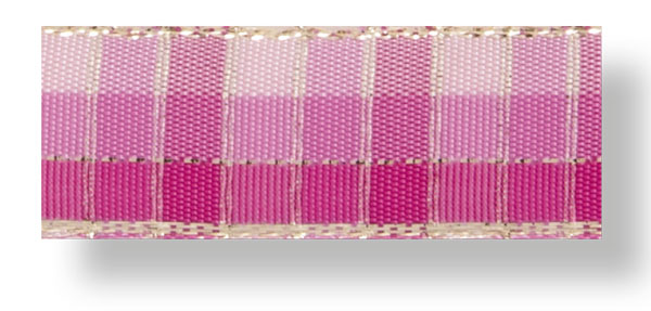 Drahtband Karo 25 mm pink/gold