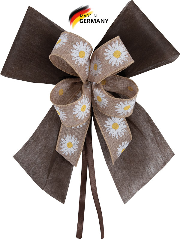 Schultütenschleife braun mit Blumen