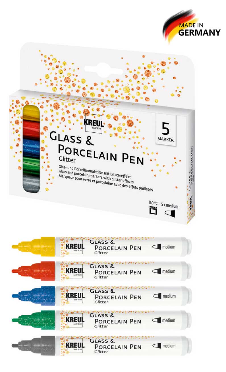 Glass & Porcelain Pen Glitterset 1