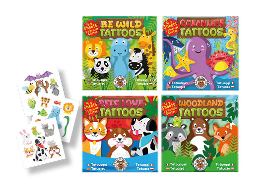 Tattoos Tierwelten 4 Bogen sortiert