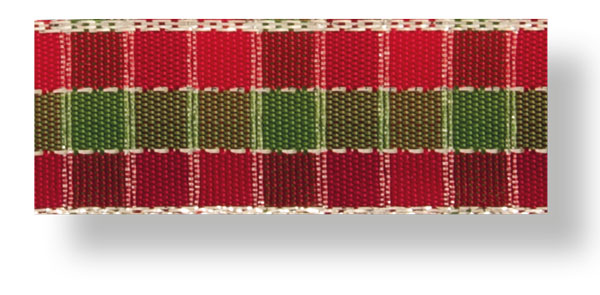 Drahtband Karo 25 mm rot/gold