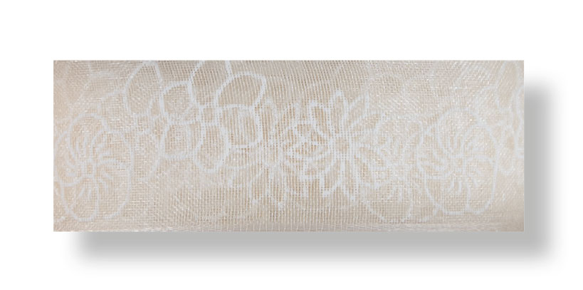 Drahtchiffonband Blumen creme