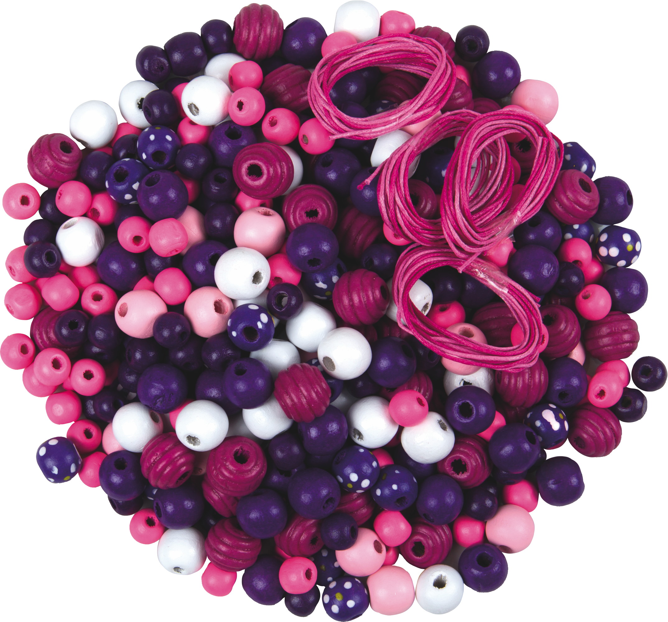 Holzperlenmischung pink/lila, 200 g sortiert