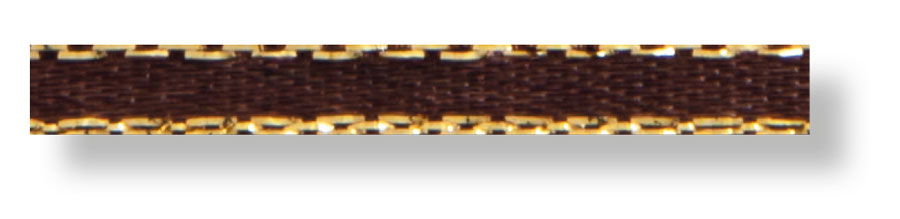 Satinband 3 mm dunkelbraun/gold
