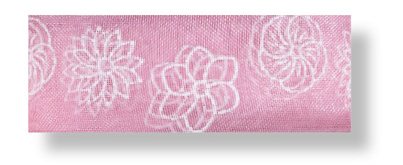 Drahtchiffonband Blumen rosa