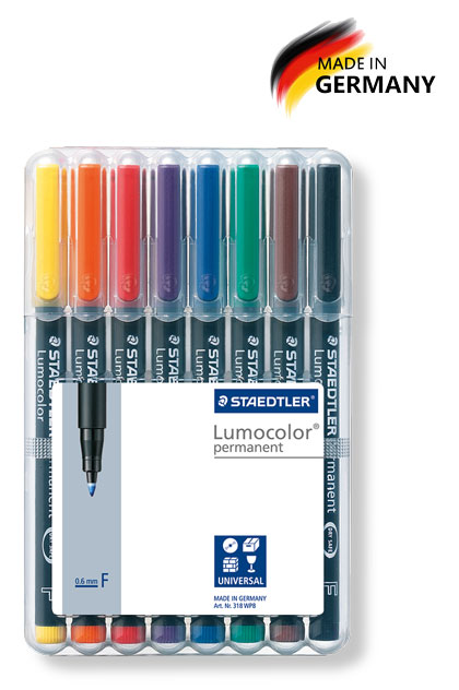 Lumocolor permanent 318 F, 8 Stück sortiert