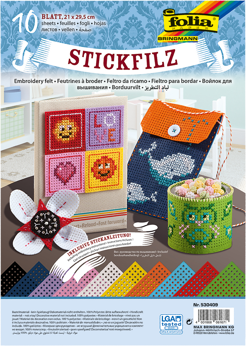 Stickfilz 10 Stück sortiert