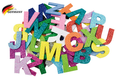 Glitter Buchstabenmix, 52 Stück sortiert