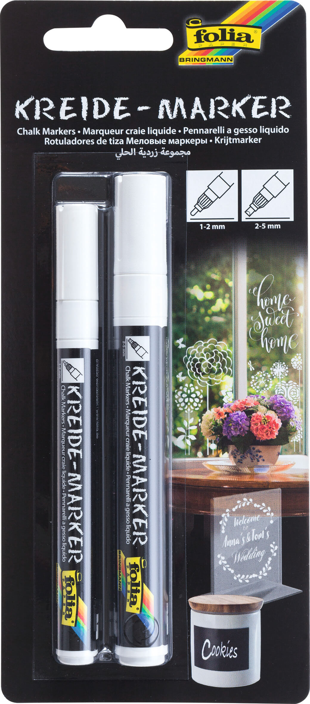 Kreidemarkerset weiß, 2 Stück sortiert