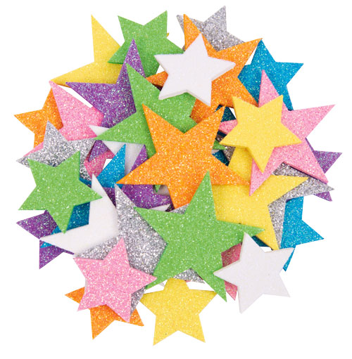 Glittersterne Pastelltöne, 32 Stück sortiert