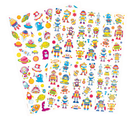 Sticker Roboter & Weltraum 154 Stück sortiert