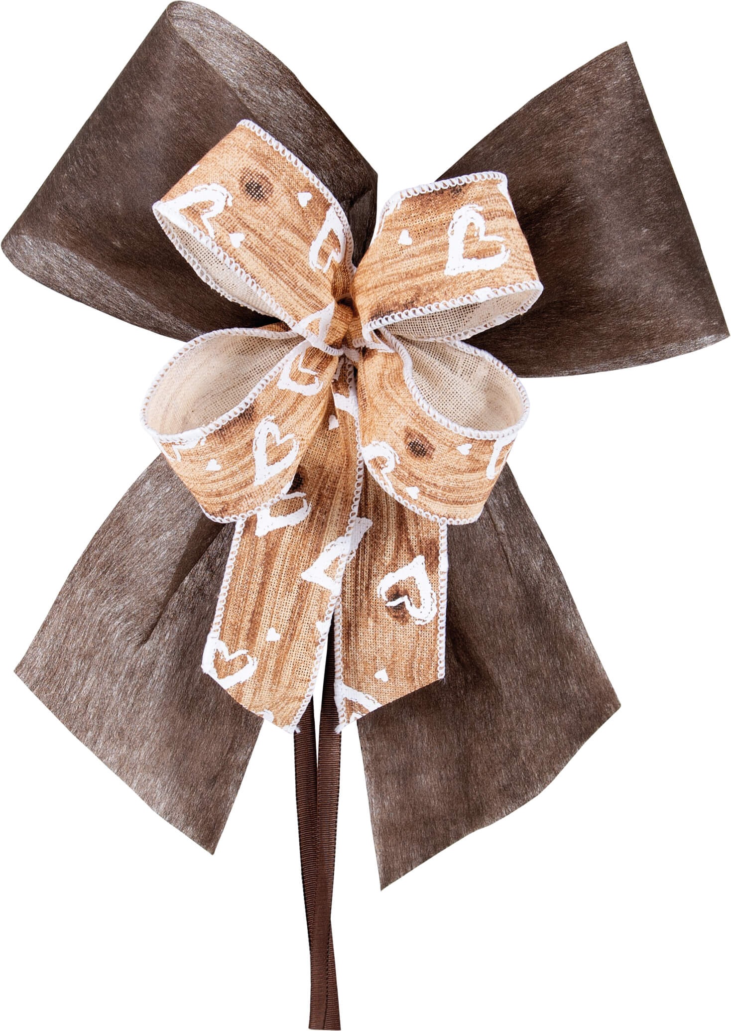 Schultütenschleife braun mit Herzen SALE
