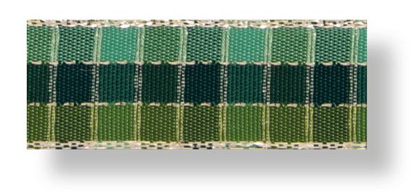 Drahtband Karo grün/gold