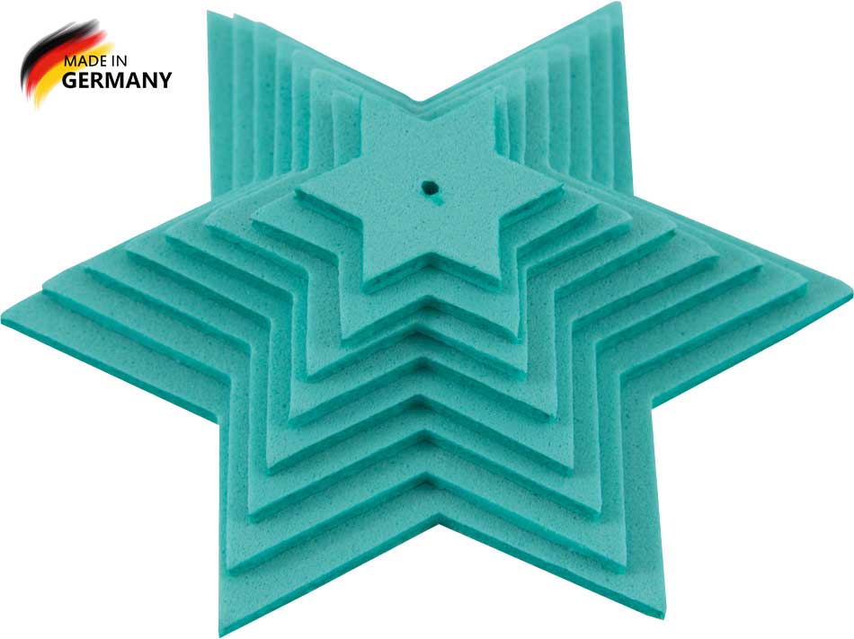 Sternenset smaragd, 8-teilig, aus Moosgummi