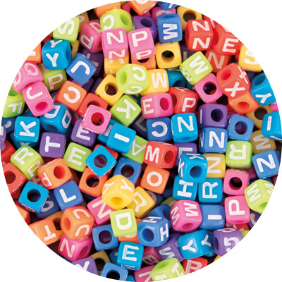 Buchstabenwürfel bunt/weiß