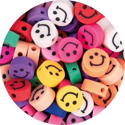 Fimoli Motivperle Smilie bunt, 100 Stück
