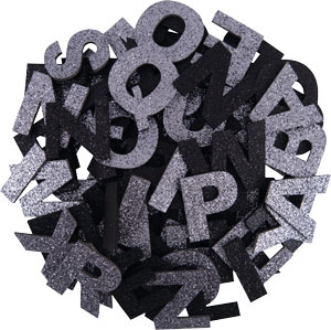 Glitter Buchstabenmix anthrazit & schwarz
