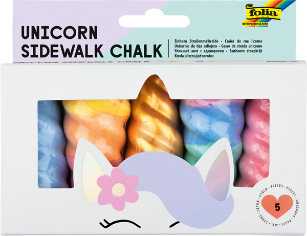 Straßenmalkreide Einhorn 5 Stück sortiert