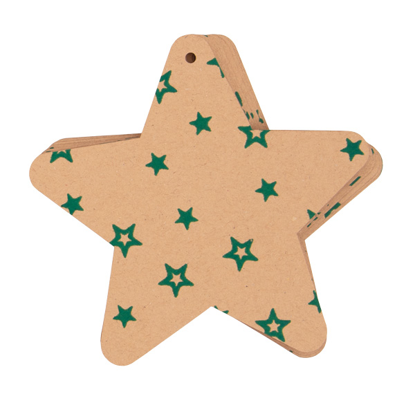 Weihnachtshänger Stern natur/grün, 10 Stück