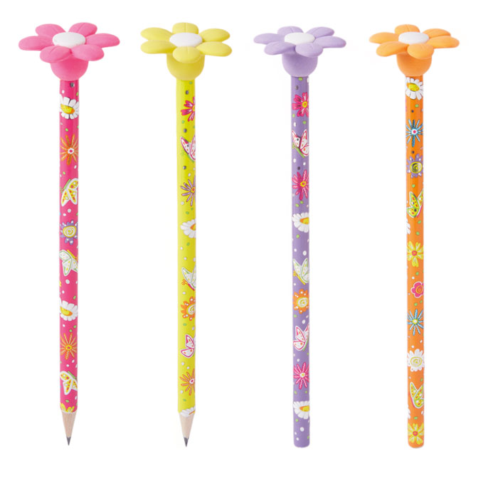 Bleistift & Radierer Blume sortiert