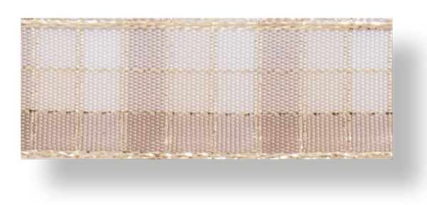 Drahtband Karo 25 mm creme/gold