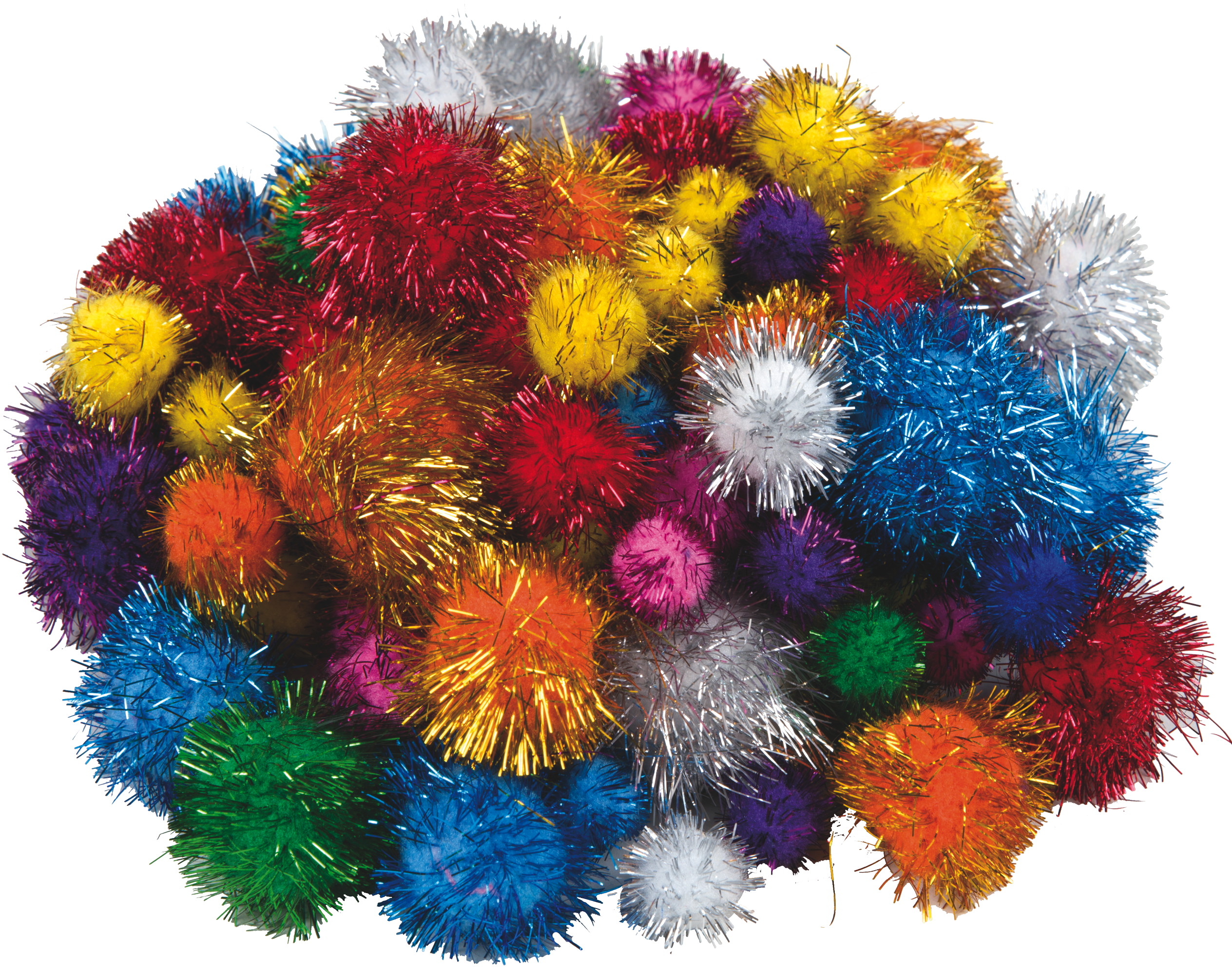 Glitzerpompons 75 Stück sortiert