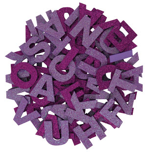 Glitter Buchstabenmix flieder & lila
