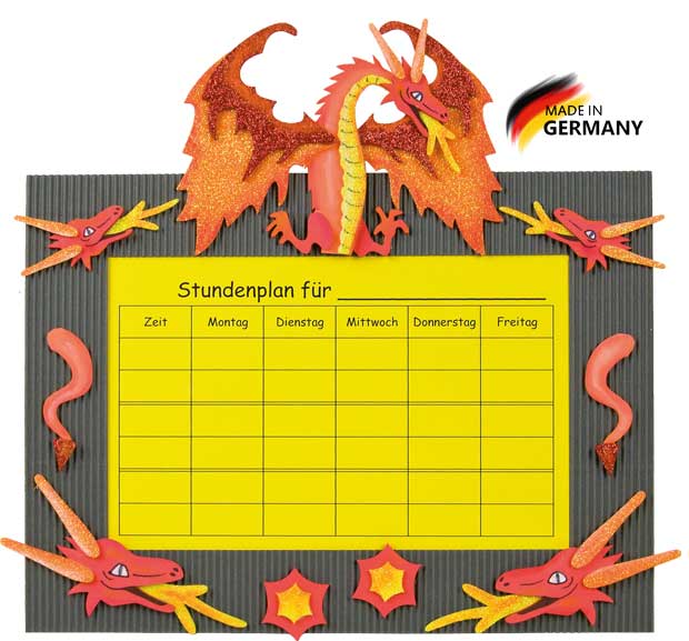 Stundenplan Bastelset Drache grau