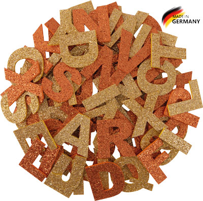 Glitter Buchstabenmix gold & kupfer