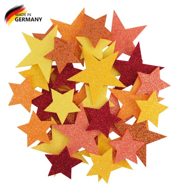 Glittersterne Sonnentöne, 32 Stück sortiert