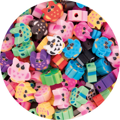 Fimoli Motivperle Eulen, 100 Stück