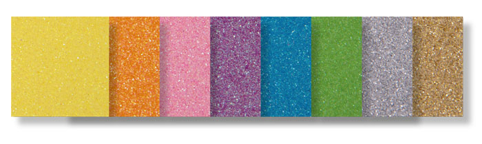 Glittermoosgummisortiment Pastelltöne