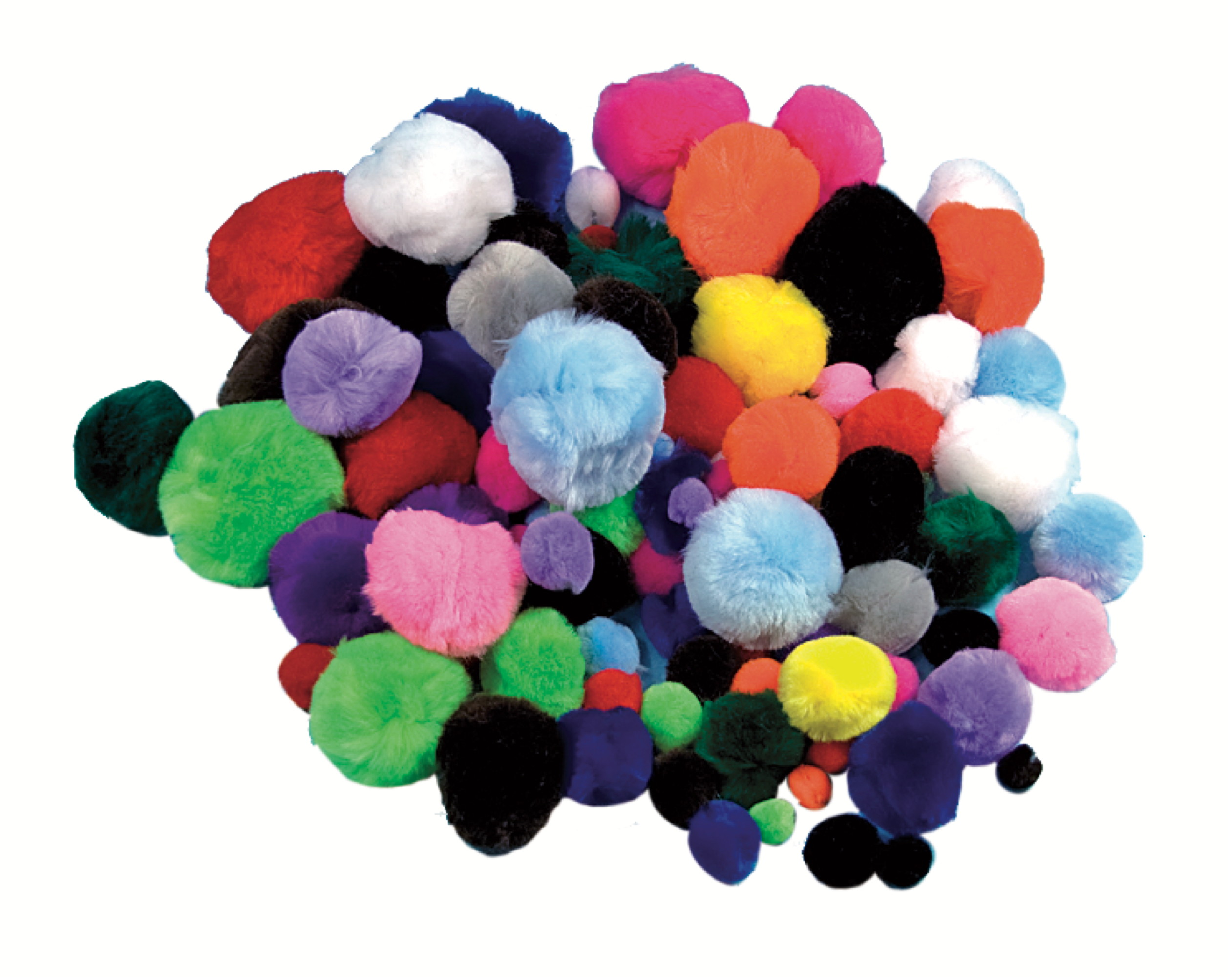 Pompons intensiv, 100 Stück sortiert