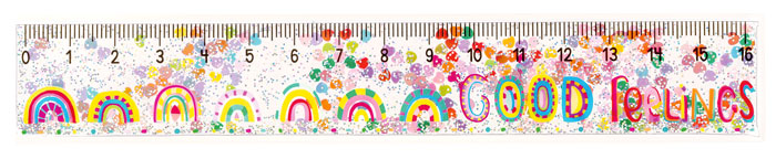 Glitzerlineal 16 cm, transparent