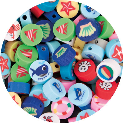 Fimoli Motivperle Ozean, 100 Stück