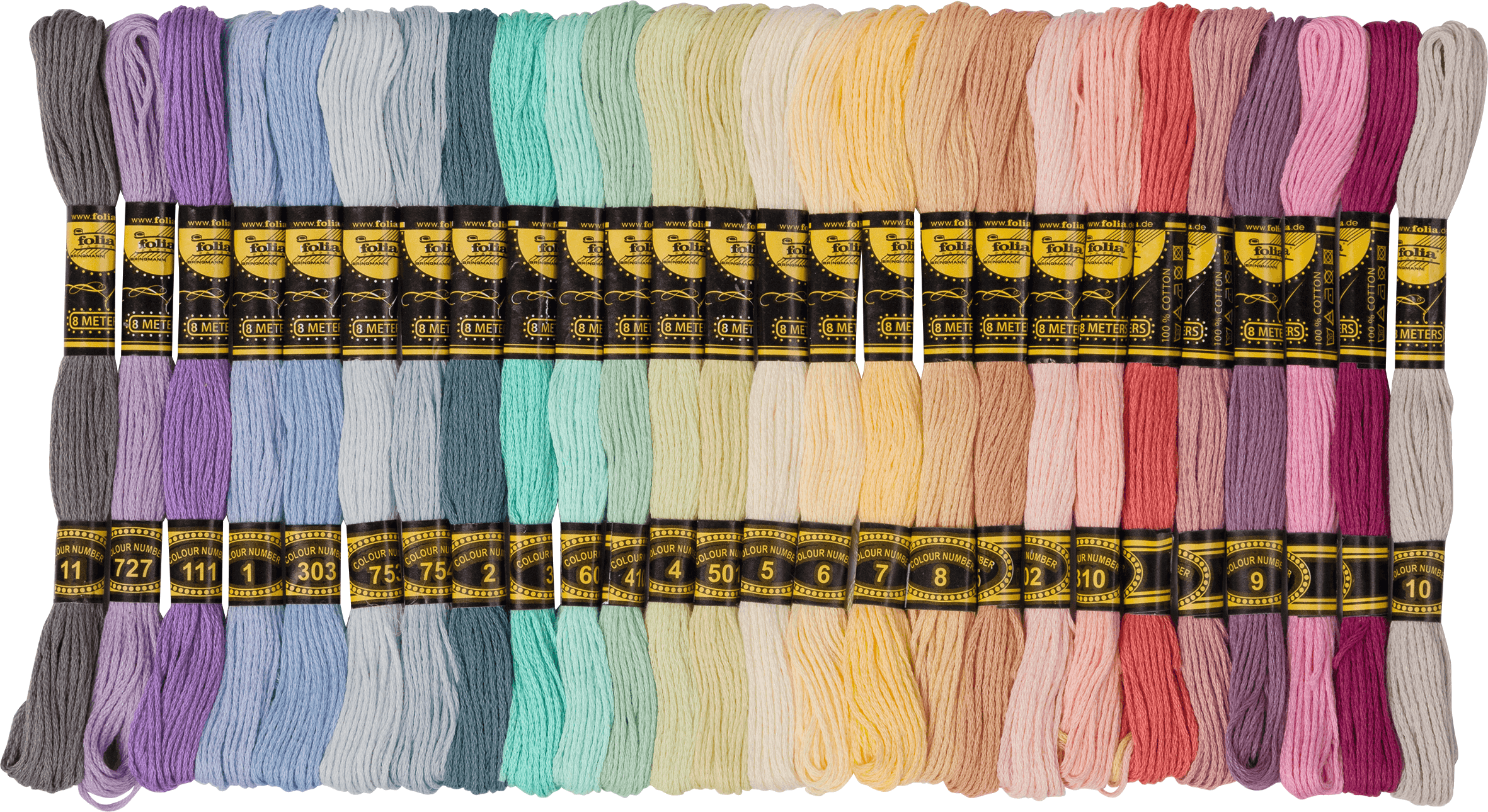 Stickgarn pastell 52 x 8 m, in 26 Farben