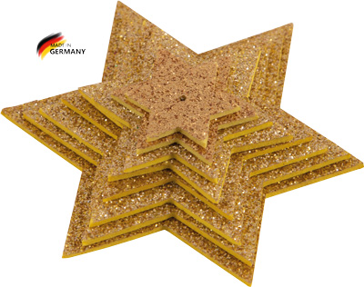 Glittersternenset gold, 8-teilig, aus Moosgummi