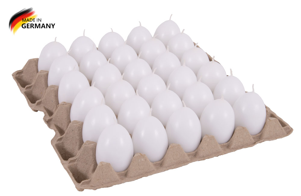 Eierkerzen weiß, 30 Stück