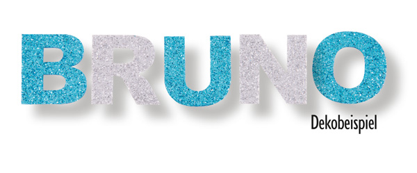 Glitter Buchstabenmix azurblau & silber
