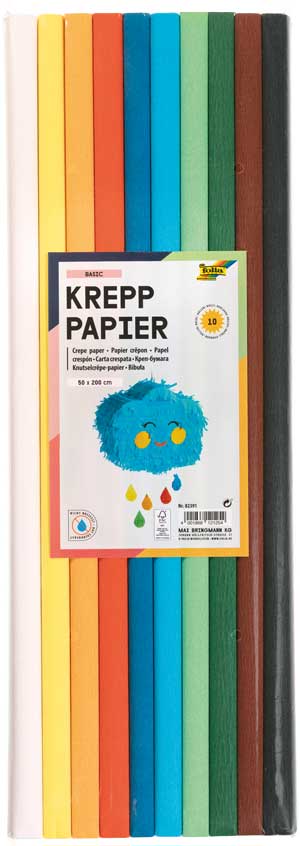 Krepppapier Basic, 10 Stück sortiert