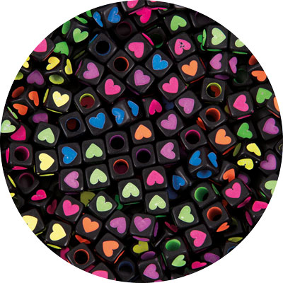Herzwürfel schwarz/bunt