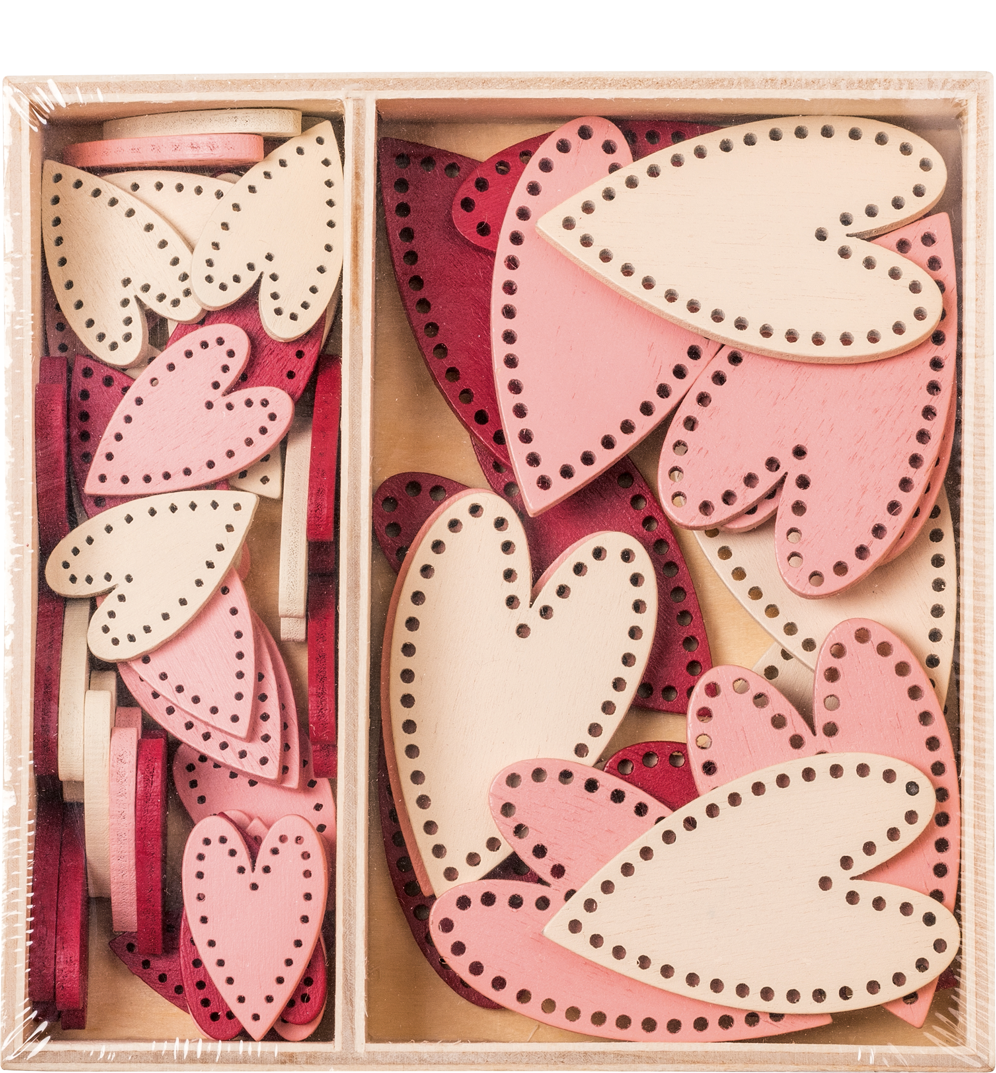 Holzstreu Herzen modern 54 Stück SALE