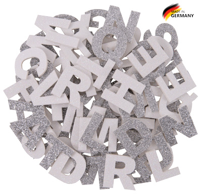 Glitter Buchstabenmix weiß & silber