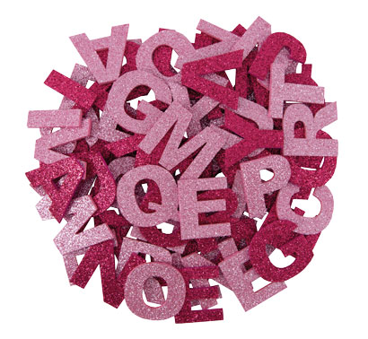 Glitter Buchstabenmix zartrosa & beere