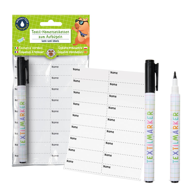 Namensetikettenset mit Textilmarker