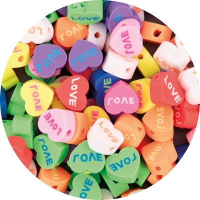 Fimoli Motivperle Herzen, 100 Stück