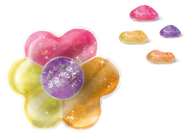 Glitzerknete Blume sortiert, 35 g