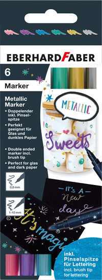 Metallic Marker Duo 6 Stück sortiert